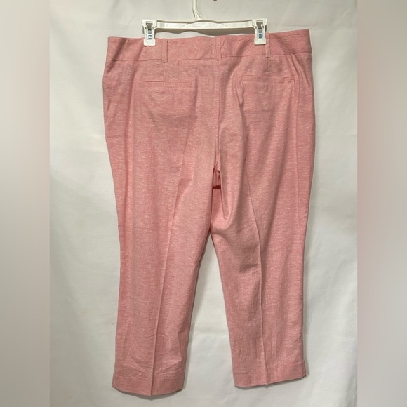 NY & Co 7th Ave Design Studio Capri Pink Linen Blend Crop Straight Pants Sz 16 - Picture 4 of 14